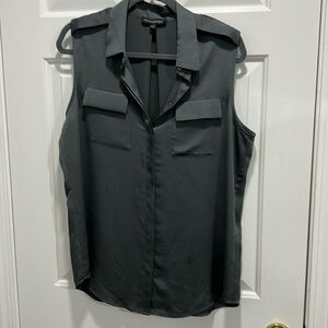 Banana Republic charcoal gray chiffon blouse with double breast pockets